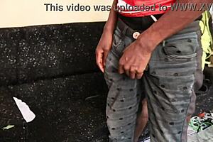 daylight fucking with bound blonde pussy and big black cock in african bondage style