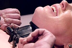 watch this milf tied up with clamps on her big tits