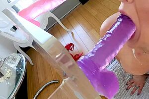 Sheena Ryder performs a POV scene with deepthroat and swallow.