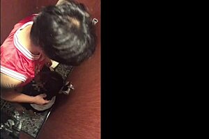 Amateur couple fucks in the toilet after basketball club, she whispers.