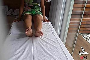 therapist says, 'let me massage you properly,' as he touches the young patient