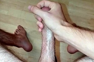 young amateur guy masturbates his cock in homemade solo session
