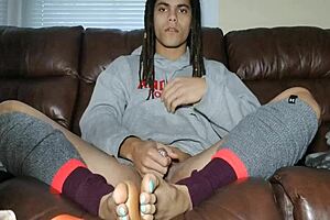 Ivory white, let's play together with feet and masturbation