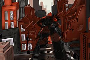 The huge, tall Halloween goddess contrasts with femdom intrigue.