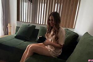 Sexy Roommate Rides My Dick and Gets a Huge Cumshot on Black Stockings