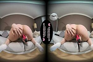 Blonde Kira Teases Cock in VR Solo Session