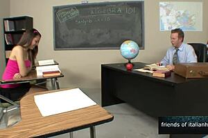 the fake professor bends the student over and fucks her swollen pussy hard