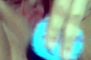 fucking my wet shaved pussy with dino dildo after cum fill