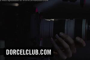 Behind the scenes, Ella indulges her addiction with softcore sex in the backstage area