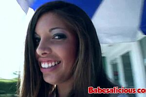 Maiden with beautiful brown hair had an incredible orgasm