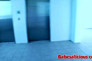 small brunette babe gets facial cumshot in babesalicious scene