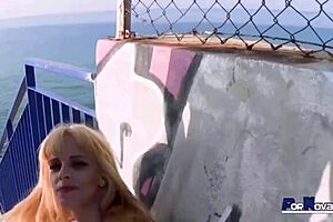 Blonde Spanish Mommy Rides Cock Outdoors Publicly