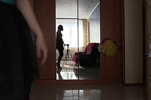 Girl in miniskirt twists juicy ass with anal cork during solo masturbation