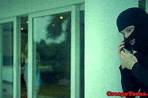 Busty teen endures rough riding by stalker