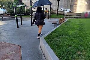 Amateur outdoor couple's hardcore blowjob and cowgirl with unknown teen