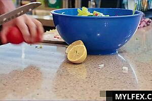 supportive guy cooks fitness meals for ex-wife mckenzie lee. marcus london helps out.