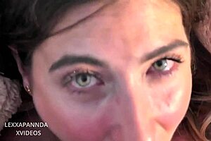 Blonde teen gives pov blowjob to boyfriend ending in facial