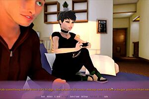 Peeping on stepsis bathing in hentai game turns into unexpected sex