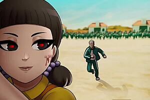 Wow! Horny squid cosplay babe gets rough anal creampie action!