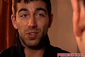 Hardcore gay threesome with sexy twinks bareback fucking and cumshot