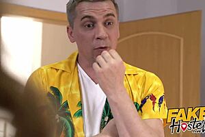 Fake Hostel: Festival Girls Seduce Landlord with Charm