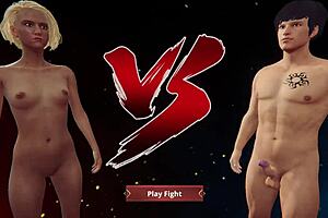 Blonde Shaera Battles Aydan in Intense Naked Wrestling, Spanking and Riding Her Hard in 3D