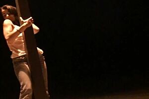 stacy does a private striptease with ripped clothes.