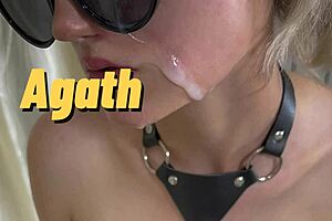 Oh wow, this hot blonde in bondage gets cum on her face after cowgirl and blowjob!