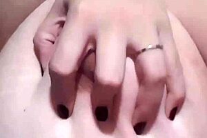 A curvy wife; fantassing over her big boobs massaging herself while her slippery bald twat was being stretched by dildos