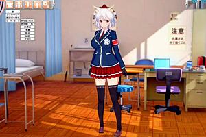 touhou inugami momiji in 3dcg anime video with breast massage
