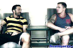 Muscular hunks' intense kitchen anal fuckfest.