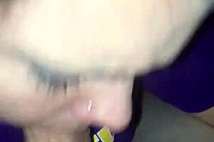 She gives a sloppy deepthroat blowjob to a monster cock, sucking it all in.