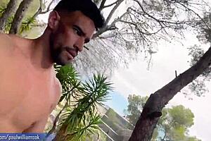 Crazy hot male struts naked in abandoned building