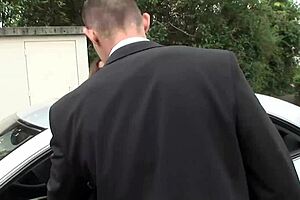 Do two bisexual guys share a cute brunette's tight ass?