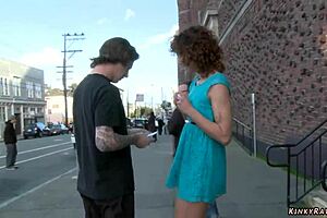Bizarre fetish desires in public makes brown haired girl submit to bondage