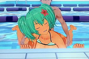 ikki tousen babe housen ryofu gets fucked in the pool with moans