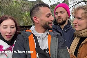 i love this fantastic ffmm foursome with blondes and redheads, petite pussies in POV!