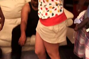 Ebony babe gets gangbanged by monster cocks