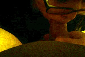 She's sucking my cock with deepthroat skills