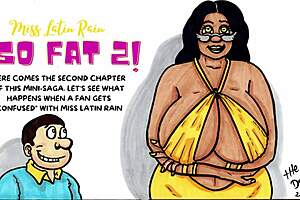 Comic so fat 2 features hentai latina bbw with big tits fucking, cum swallowing, cartoon style.