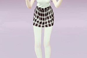 Sexual and striptease dance by animated Hatsune Miku with green hair studio Shots