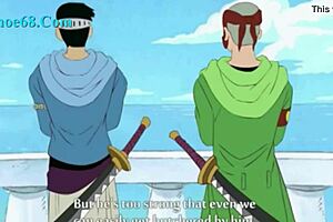 nami engages in detailed hentai action with two boys in an anime scene