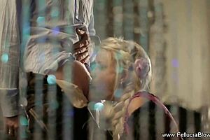 Horny Blonde MILF Performs Intense Blowjob and Handjob Before Tasting Cumshot