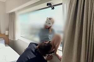 Thrilling adultery sex in see-through glass during overnight stay