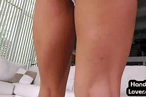 babe giving handjob and titty fuck with dirty talk