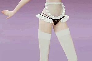 Sexual and striptease dance by animated Hatsune Miku with green hair studio Shots