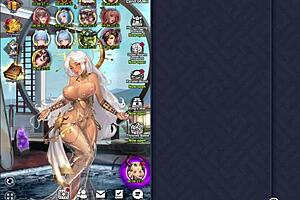 Evil Jihkuang strokes monster cock over huge tits in kinky anime handjob scene