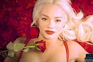 Amazing Blonde Pornstar Elsa Jean Posing Naked In A Bed Of Roses