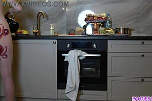 Naked Housewife With Octopus Ass Tattoo Cooks Dinner, Ignoring You