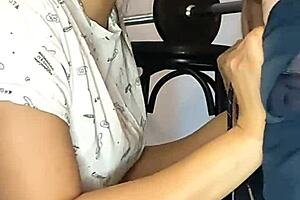 Unexpected blowjob from cute teen to trainer in homemade hardcore